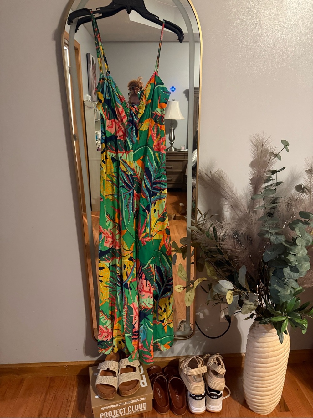 Olivaceous Green Floral Print Spaghetti Strap Dress ** perfect for a beach vacay